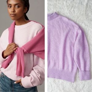 Pilcro Woman Lavender Wool Blend Knit Crewneck Oversized Boxy Sweater LARGE